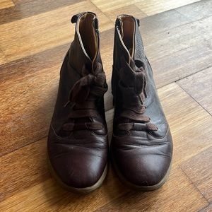 Brown leather ankle boots